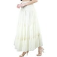 thumbnail image 3 of Artyska Women's Boho High Waist A Line Flowy Swing Layered Lace Yoke Maxi Skirt, 3 of 6