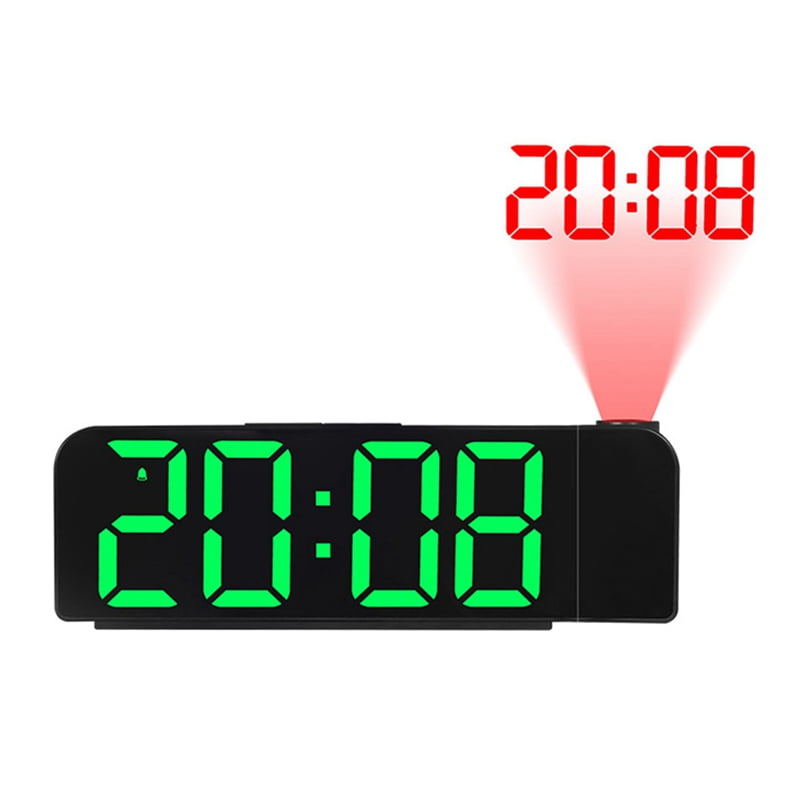 180° Rotation Projection Alarm Clock 12/24H LED Digital Clock USB Charge Ceiling Projector Alarm