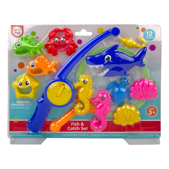 Play Day Fish & Catch 12-Piece Pool & Bath Toy Game, Ages 3 , Unisex