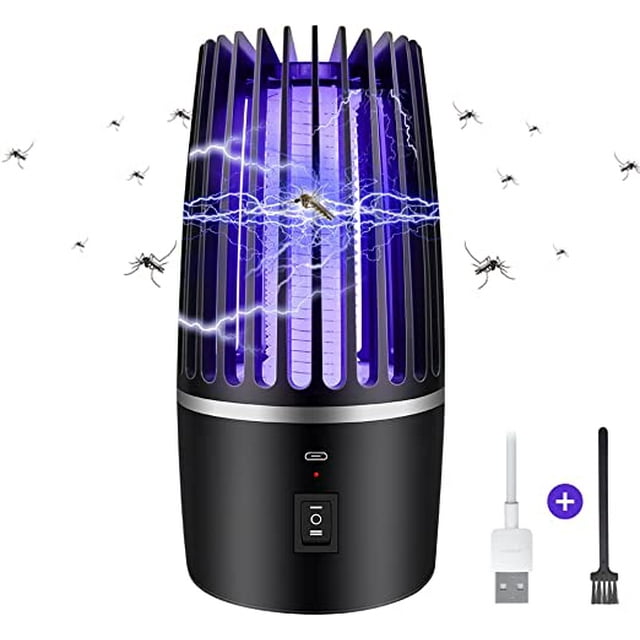 Lámpara antimosquitos eléctrica 2 en 1, con luz UV de 360°, recargable, segura y eficaz para acampar en interiores y exteriores, jardines y patios.