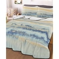 thumbnail image 3 of Quilts Full Size, Yellow Blue Ombre Soft Comforter Bedding Set for Bed, Abstract Modern Art Fluid Striped Lightweight Quilted Bedspread with Pillow Cover(2 Pieces) for All Season, 78x90 Inch, 3 of 6