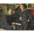 thumbnail image 2 of Viggo Johansen 18x15 Black Ornate Wood Framed Double Matted Museum Art Print Titled - Ingvar and Sven in Matrostoj at the Grand Piano. Double Portry (1913), 2 of 5