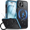 thumbnail image 1 of Funda impermeable Oterkin para iPhone 15 con soporte magnético, color azul, 1 of 7