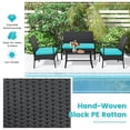 thumbnail image 3 of Gymax 4PCS Patio Rattan PE Wicker Furniture Conversation Set w/ Sofa Chair & Table, 3 of 10
