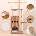 thumbnail image 5 of Demi Bonn 52" Wood Cat Tree Tower for Indoor Cats with Scratching Posts Washable Detachable Cushion, Teasing Balls, Modern Cat Condo Furniture for Large Cat, Beige, 5 of 10
