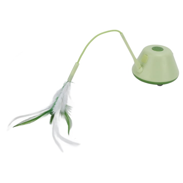 Automatic Cat Toy, 900mAh Electric Kitten Feather Toy Obstacle Sensor With LED Light For Indoor Green