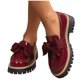 thumbnail image 4 of Mujeres Negro Muñecas Estilo Casual Grueso Vendido Muñecas de Cuero Patente, Mujeres Más Tamaño Primavera Verano Cómodas Zapatillas de Arco Zapatos, 4 of 9