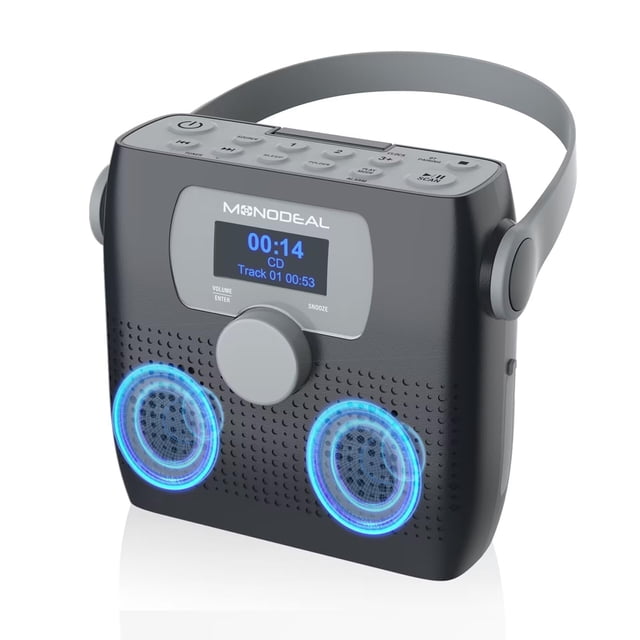 Reproductor de CD portátil MONODEAL Bluetooth Boombox con altavoz