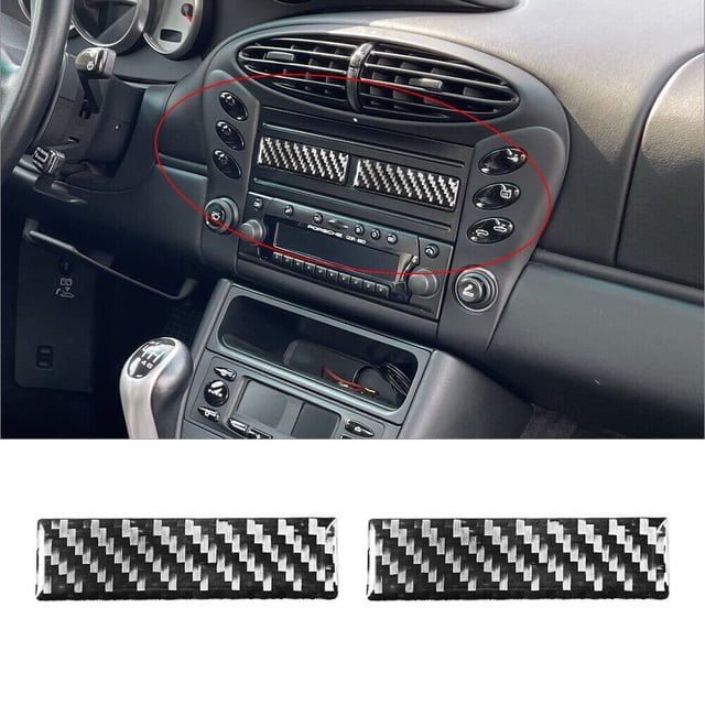 Real Bright Soft Car Interior Carbon Fiber Sticker Decoration2Pcs For Porsche Boxster/996 1998-04 Carbon Fiber Interior Cupholder CoverAuto Car Protection Interior Accessories