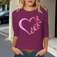 thumbnail image 2 of T-shirt Graphique de Sensibilisation au Cancer pour Femmes, Col Rond, Manches Trois Quarts, Décontracté, Confortable, Tenue Quotidienne, Haut de Festivals, 2 of 4