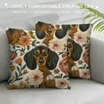 thumbnail image 3 of BCIIG Cute Dachshund Throw Pillow Covers Watercolor Cartoon Botanical Flowers Cushion Covers for Kids Boys Girls Lovely Dog Rustic Style Dreamy Pillow Cases for Living Room Office  12x12in, 3 of 5