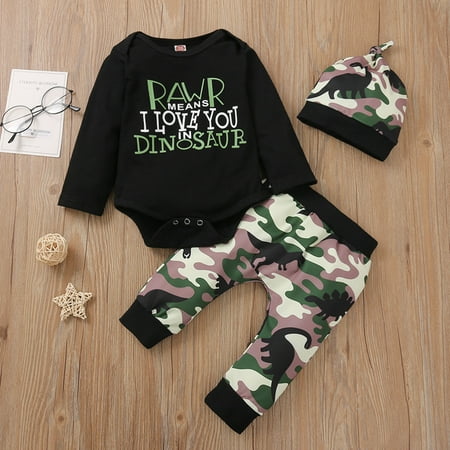 

Kayannuo Clearance Newborn Infant Baby Boys Print Romper Bodysuit+Camouflage Dinosaur Pants Set Christmas Gifts