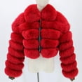 thumbnail image 2 of Puntoco Women Coats Clearance,Women Plus Size Faux Coat Warm Furry Faux Short Jacket Long Sleeve Outerwear Red Xxxl(Xxxl), 2 of 7