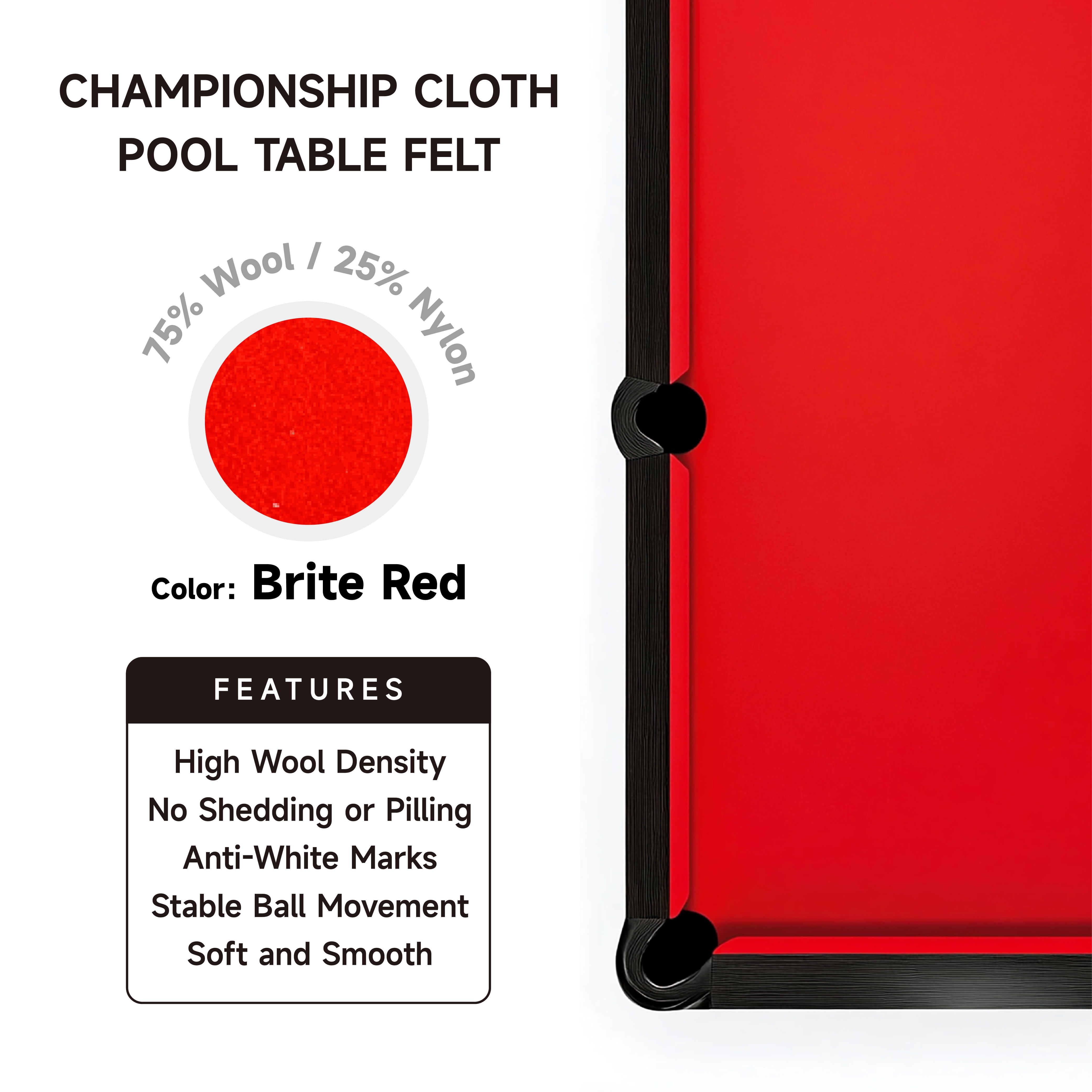 Empire USA Championship - Bright red Invitational Felt w/Teflon - 9ft