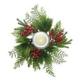 thumbnail image 3 of Northlight 15” Traditional Artificial Pine and Red Berry Wreath Pillar Candle Holder - Red/Green, 3 of 3