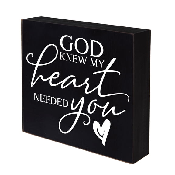 LifeSong Milestones 6x6 Modern Inspirational Shadow Box for Home Decorations - God Knew My Heart (Script) (Black)