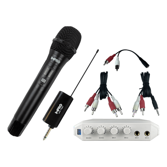 Karaoke Kickstart Bundle: ImPro UHF-77 Wireless Microphone & MX-R88i Compact Mixer (Black)