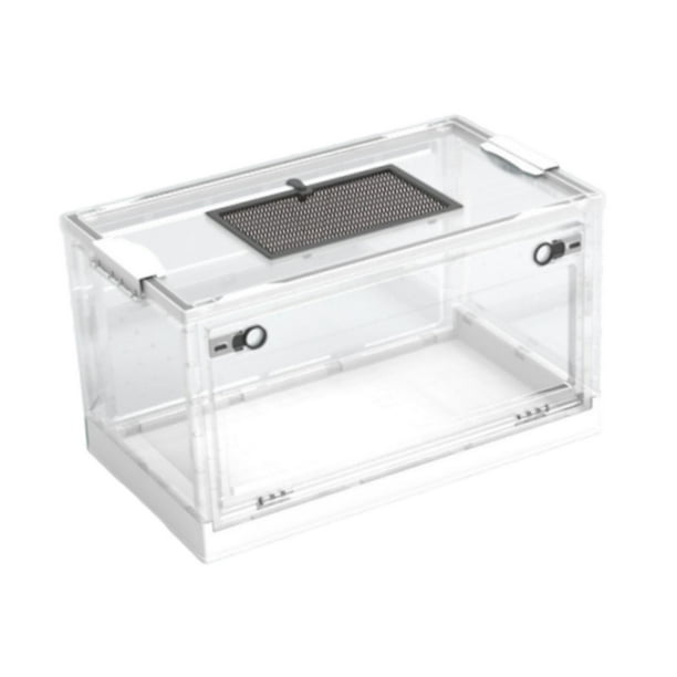 Terrario portátil plegable y transparente para reptiles, ideal para geckos y tortugas. Blanco L