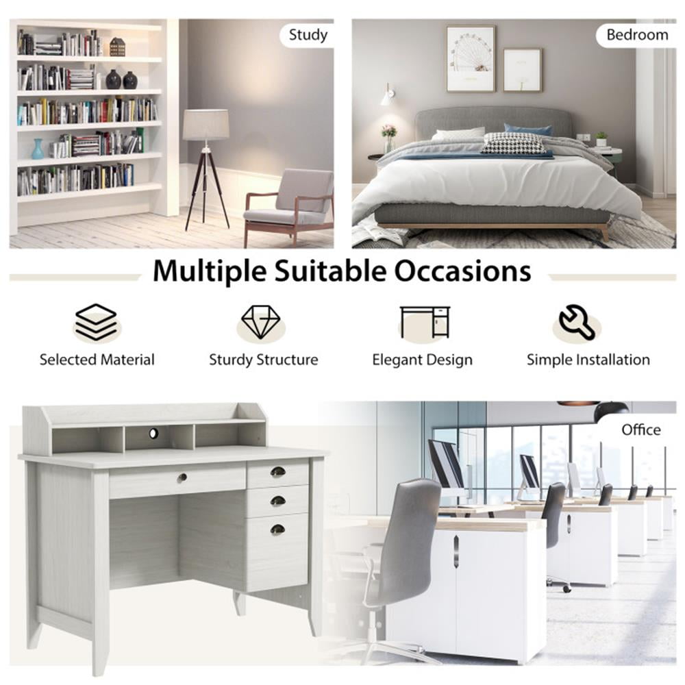 Demi Bonn Computer Desk PC Laptop Study Writing Table Workstation, Small Home Office Desk, White