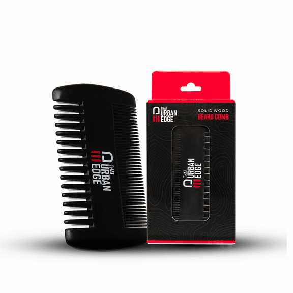 That Urban Edge Wooden Beard Comb for Men | Dual Action Mens Hair Comb for Fine and Coarse Beard Hair | Perfect for Use with Balms and Oils | Beard Comb for Men’s Grooming | Moustache and Beard