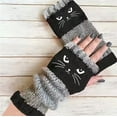 thumbnail image 2 of ManxiVoo Women‘s Touchscreen Knit Gloves with Cat Embroidery Design Casual Warm Fingerless Mitts for Driving and Daily Use Black, 2 of 9