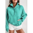 thumbnail image 4 of Casuashion Embrace the Chill with Our Sea Green Fleece Lined Zip-Up Stand Collar Sweatshirt, 4 of 8
