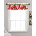 thumbnail image 3 of Valentines Rose Love Linen Curtain Valance for Bedroom/Bathroom/Kitchen/Office/Living/Dining Room Windows, Watercolor Spring Flower Leaves Rod Pocket Topper Decorative Cafe Drapes Panel 54"x18", 3 of 6