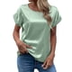thumbnail image 3 of Gibobby Blusas Elegantes Para Mujer Camisa de satén de manga corta para mujer de primavera y verano, camiseta informal holgada de cuello redondo（Verde， XL), 3 of 5