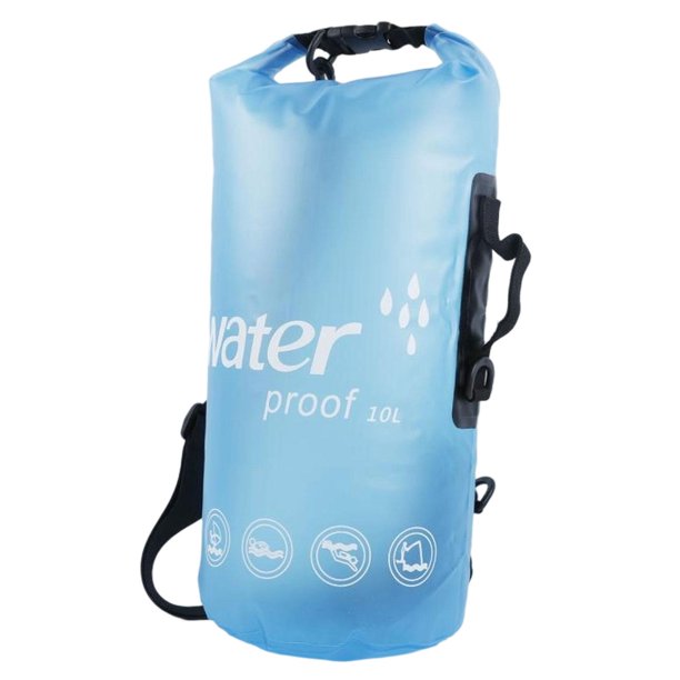 Bolsa seca impermeable con parte superior enrollable, ligera y portátil para flotar, senderismo y pesca. Azul