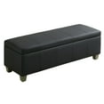 thumbnail image 6 of 51" Faux Leather Storage Ottoman Bench with Wooden Legs, Tufted Upholstered Seat, Sturdy & Spacious for Bedroom, Entryway, Living Room, Dark Black, 6 of 10