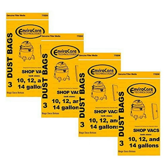 12 ShopVac Type F 10-14 Gallon Bags 9066200 Wet/Dry Shop Vac Vacuum Bags 906-62-00