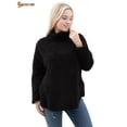 thumbnail image 2 of Spencer Oversized Women's Turtleneck Sweaters Long Batwing Sleeve Spilt Hem Tunic Pullover Sweater Knit Tops (XL, Black), 2 of 8