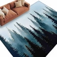 thumbnail image 2 of 6'x9' Area Rugs, Forest Turquoise Indoor Outdoor Area Rug for Living Room Bedroom, Retro Trees Silhouette Landscape Washable Bathroom Rugs Kitchen Floor Carpet Mats Home Decor Aesthetic, 2 of 8