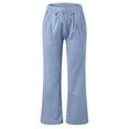 thumbnail image 5 of Outfmvch linen pants women Plus Size Pant Beach Pants for Women 2026 Summer Gauze Pants Women Flowy Pants Gauchos for Women Straight Leg Lounge High Waisted Wide Leg Beach Trousers Blue M, 5 of 7
