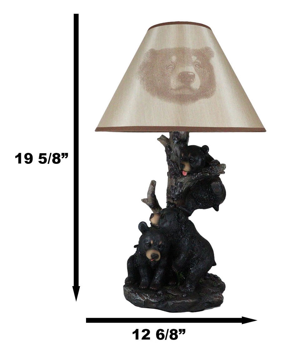 Ebros Climbing Black Bear Cubs Table Lamp With Bear Shade Desk Lamp (Set of 2)