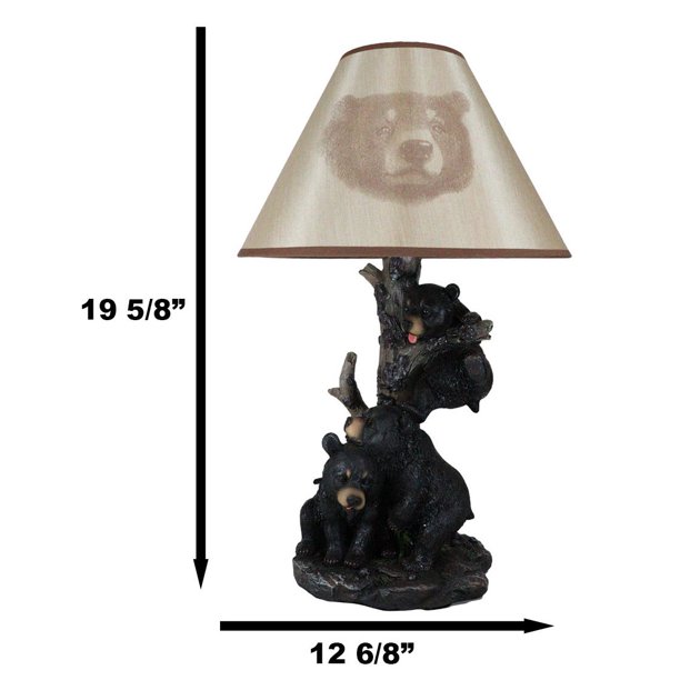 Ebros Set of 2 Climbing Black Bear Cubs Table Lamp for