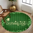 thumbnail image 2 of Round Rug 5Ft Washable Non-Slip, St Patrick's Day Circle Area Rugs for Living Room Bedroom, Green Shamrocks Farmhouse Checked Rustic Indoor Floor Mats Carpet Runner for Home Decor Aesthetic, 2 of 8