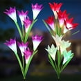 thumbnail image 1 of Luces solares para exteriores, impermeables, para jardín con flores de lirio grandes, 7 colores cambiantes, para caminos de patio, paisajes navideños, 4 unidades, 1 of 7