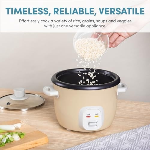 ® Mini Rice Cooker, 2-Cup (Uncooked) / 4-Cup (Cooked), Grain Cooker, Soup Maker, Oatmeal Cooker, Auto Keep Warm, 1 Qt, Milk Tea color