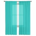 thumbnail image 2 of Sheer Curtains 84 Inches Long, Modern Pure Turquoise Light Filtering Window Curtains for Living Room/Bedroom, Turquoise Rod Pocket Voile Sheer Curtain Drapes, 52"W x 84"L, 2 Panels, 2 of 9