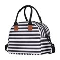 thumbnail image 1 of Bolsa térmica para almuerzo para adultos con correa ajustable para el hombro para viajes rayas blancas negras, 1 of 6