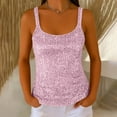 thumbnail image 7 of Felirenzacia Women's Slim Fit Scoop Neck Sequin Tank Top, Wide Strap Sleeveless Tube Top, Pink,2XL, 7 of 7