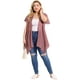 thumbnail image 3 of Women's Plus Size Cardigans Flare Sleeve High Low Elegant Swiss Dots Cardigan Purple 3X, 3 of 7