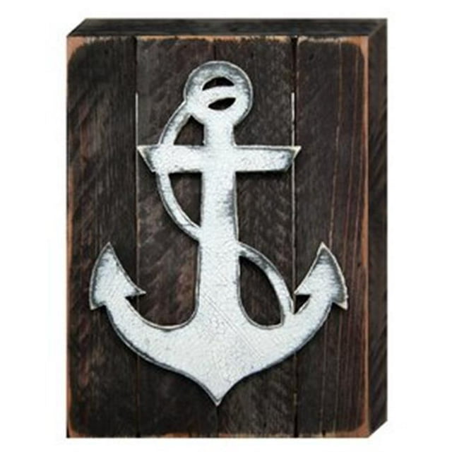 Designocracy 98521-08 Anchor Nautical Art on Board Wall Decor