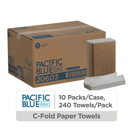 Pacific Blue Basic® C-Fold Paper Towels by GP PRO (Georgia-Pacific), White, 20603, 10.1” x 12.7” (LxW), 240 Towels Per Pack, 10 Packs Per Case