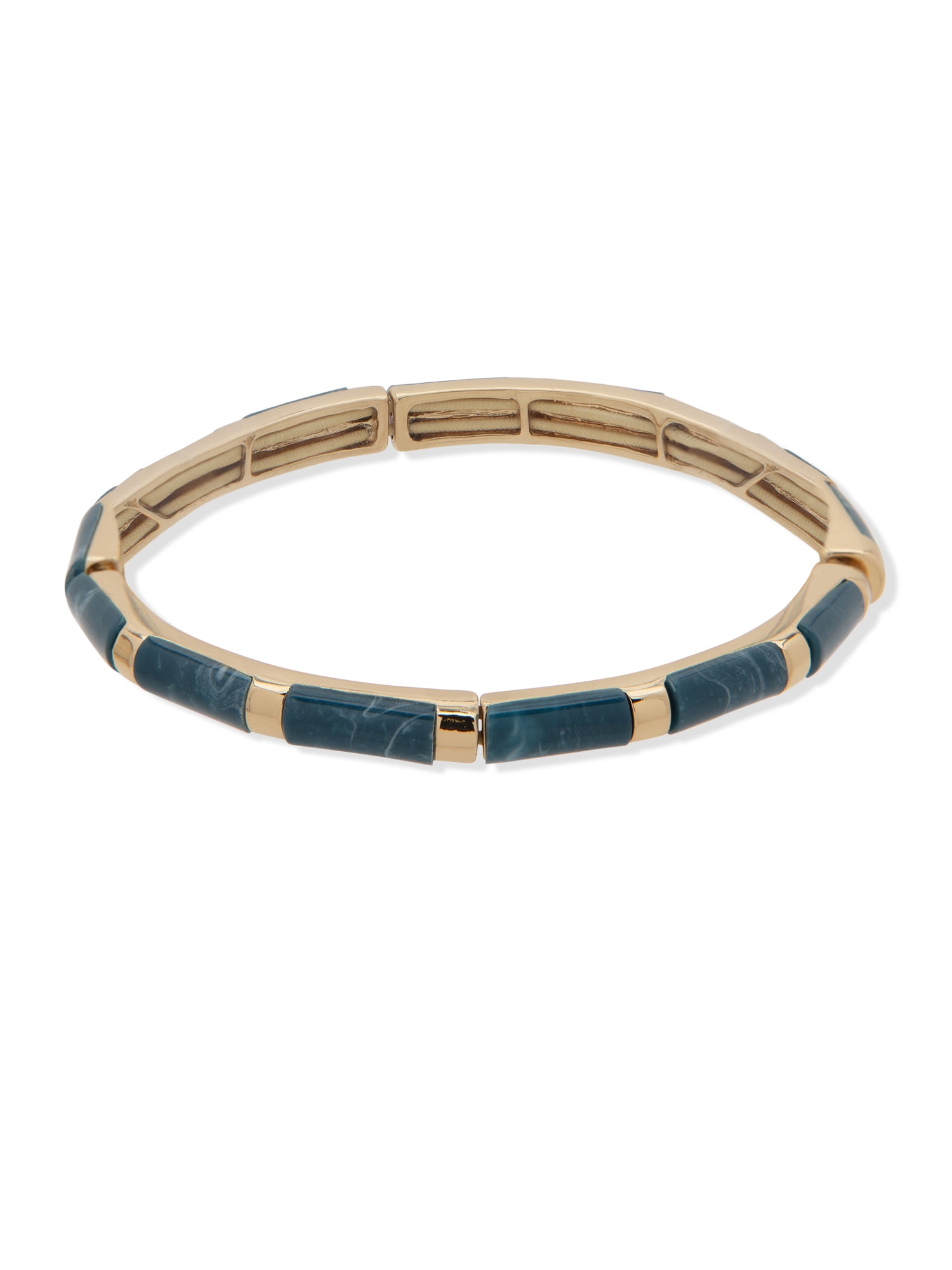 Chaps Womens Gold Tone Teal Stretch Bracelet