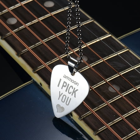 - ammoon Guitar Pick Necklace Stainless Steel with 50cm/20in Ball Chain Silver Color