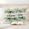 thumbnail image 3 of Outdoor Pillow Covers Welcome Eucalyptus Leaf Plant Waterproof Pillow Cases 18x18 Set of 2, Watercolor Green Leaves Throw Pillow Cover Pillowcase for Patio Balcony Couch Garden, 3 of 9