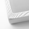 thumbnail image 4 of Violet Linen Premium Ultimate Percale, Luxury Ultra Soft Brushed Polyester Cotton, Extra Soft and Comfortable, White, Full, Luxurious, Fitted Sheet, 4 of 5