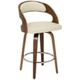 thumbnail image 2 of Armen Living Walnut Swivel Bar Stool 25 3/4" High Modern Cream Cushion with Backrest Footrest for Kitchen Counter Height Island, 2 of 7